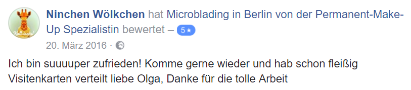 Bewertung für Microblading von Ninchen bei Facebook Bewertung für Microblading von Ninchen bei Facebook